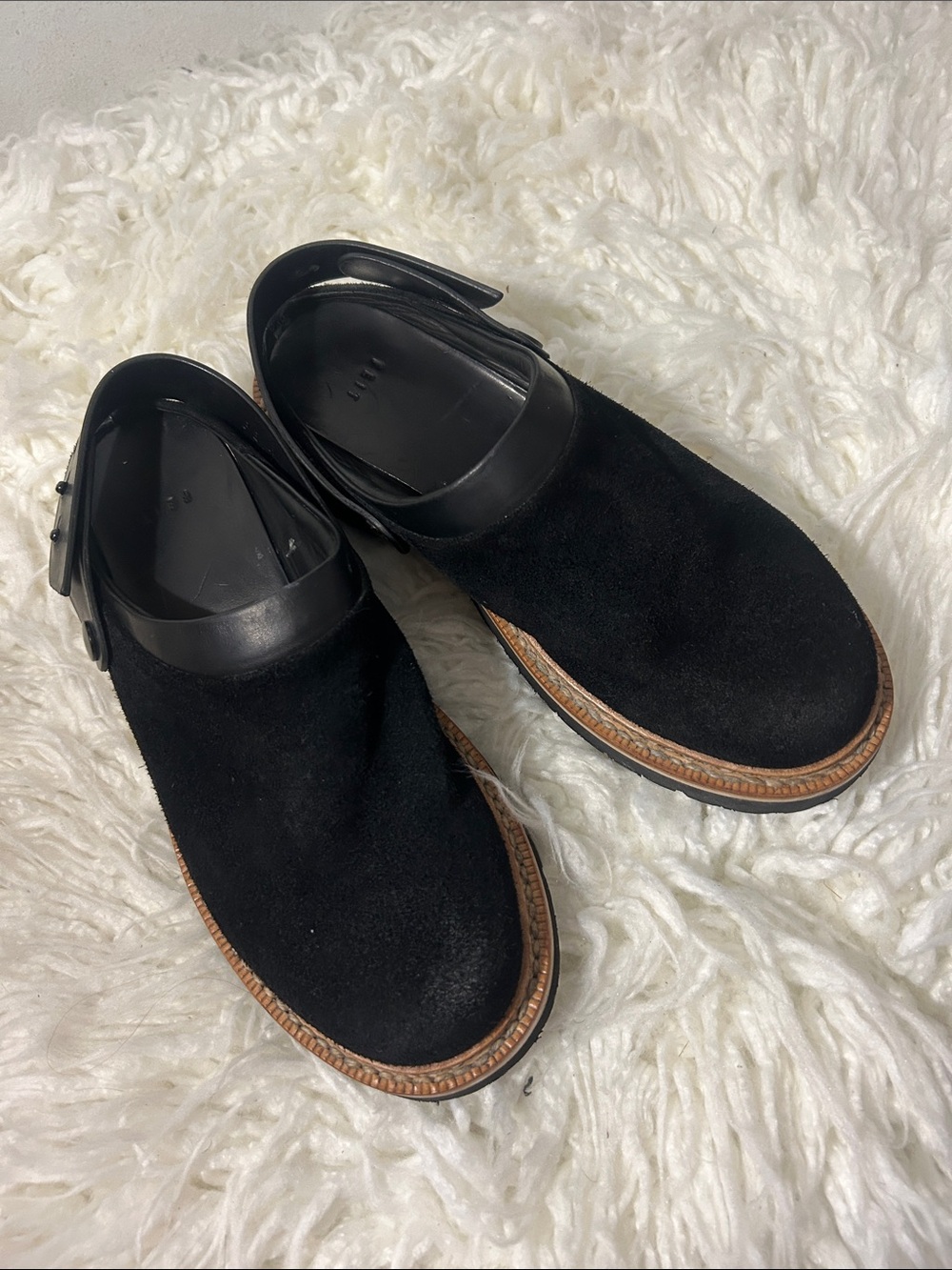 FEIT Black Suede Slip-On Loafers with Brown Welt size 41 or size 10